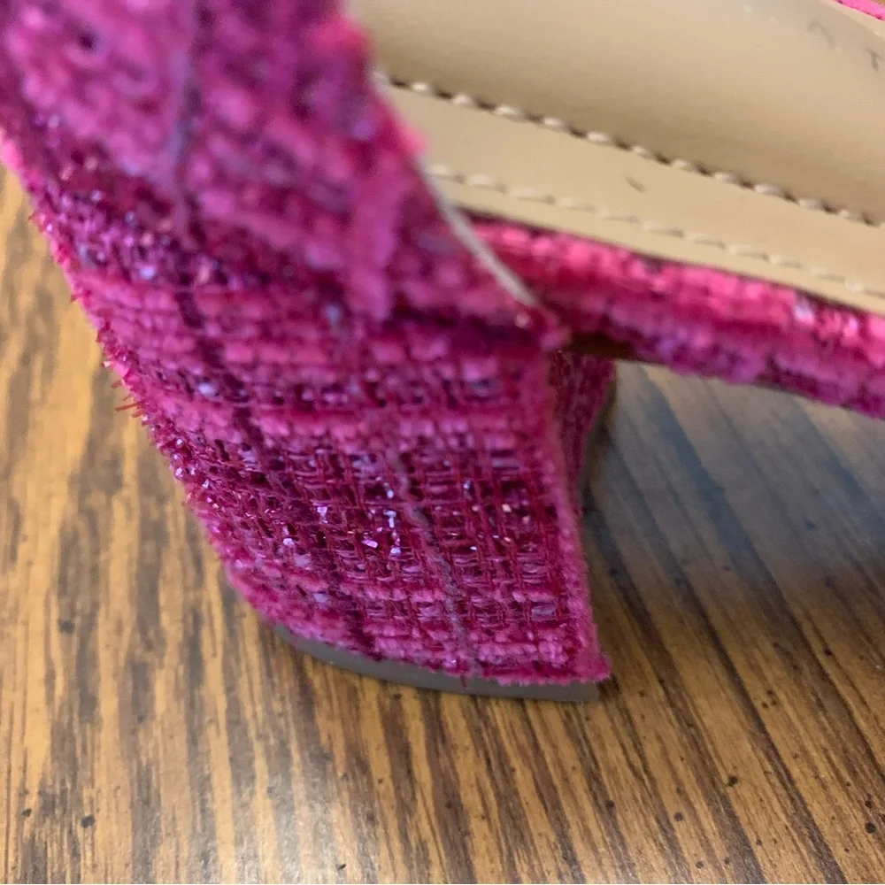 Kelly & Katie Jakie Fuchsia Tweed Ankle Strap Heels Size 6M - Picture 6 of 10